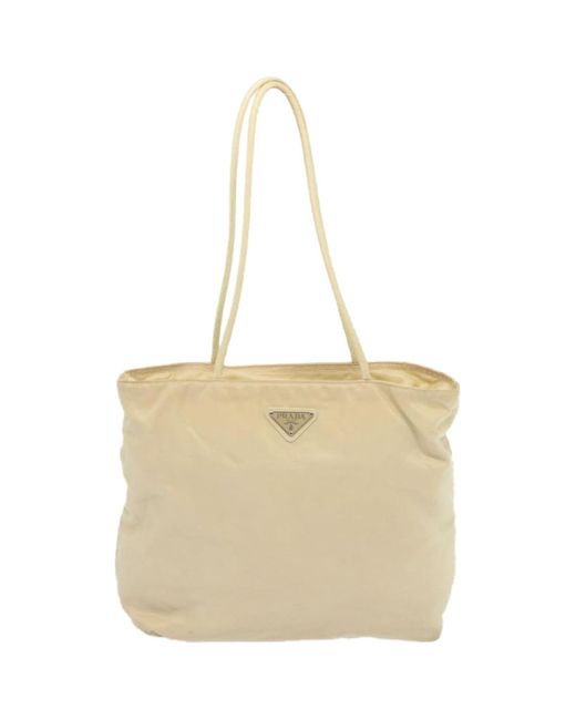 Prada Natural Tessuto Synthetic Tote Bag (pre-owned)