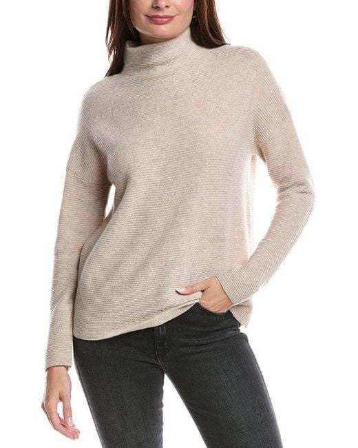 Forte Women's Natural Textured Slouchy Funnel Neck Cashmere Sweater