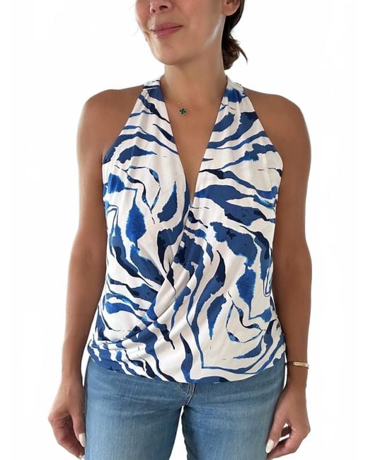 Veronica M Blue Surplice Ity Top