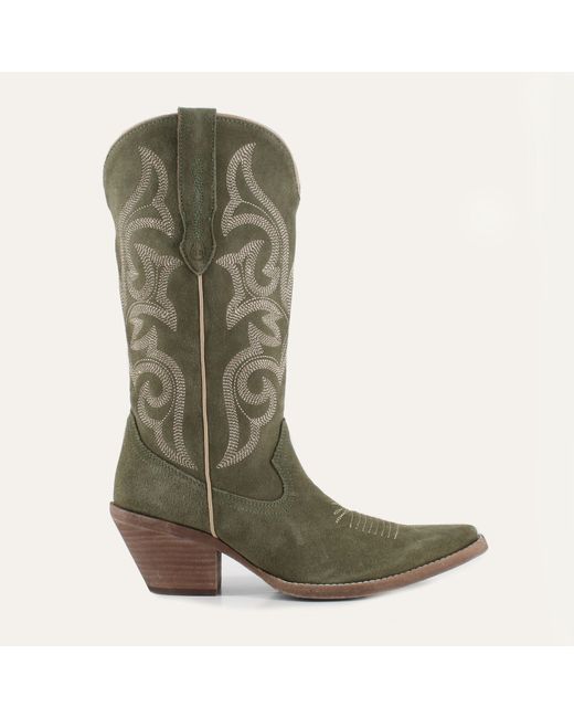 Buck & Brana Green Tessa Leather Cowgirl Boots