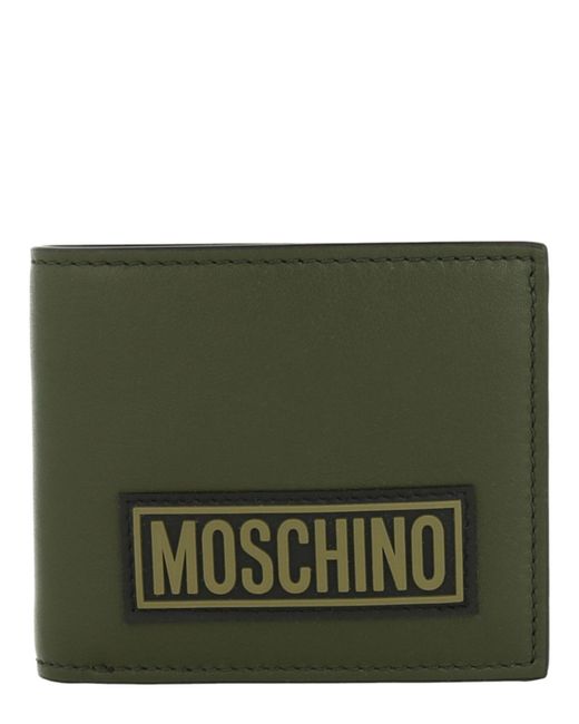 Moschino Green Logo Bi-fold Wallet for men