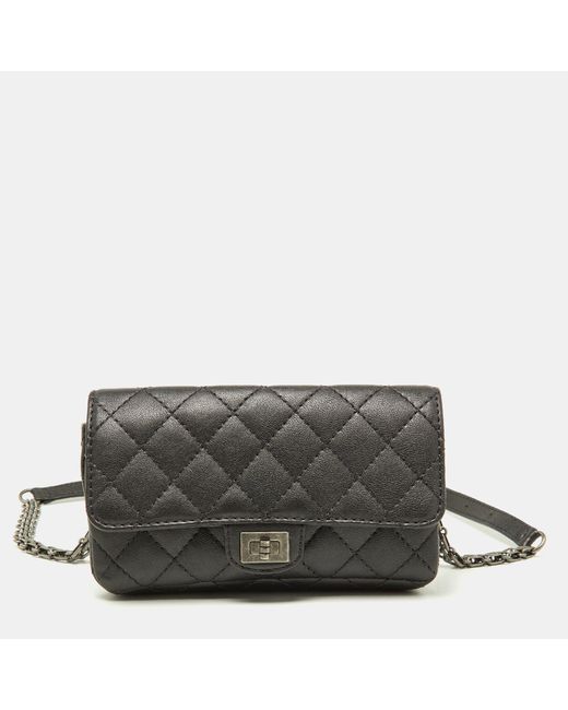 Chanel Gray Quilted Leather Reissue 2.55 Waist Belt Bag