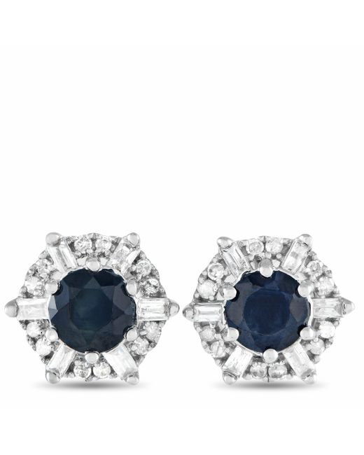 Non-Branded Blue Lb Exclusive 14k Gold 0.15ct Diamond And Sapphire Stud Earrings Er28419