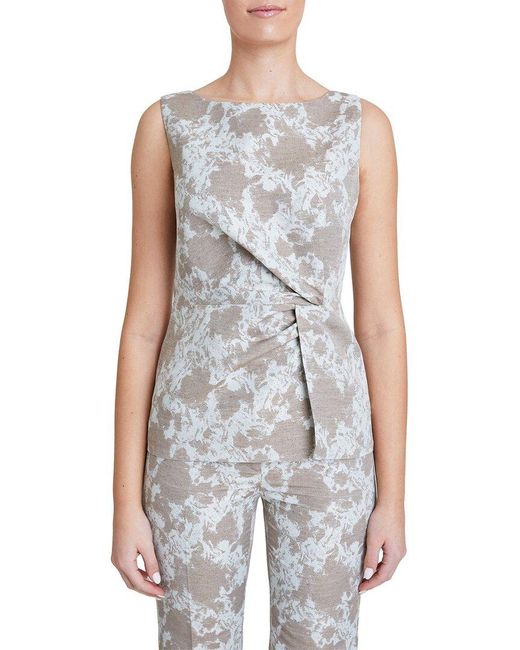 Santorelli Gray Star Linen-blend Blouse