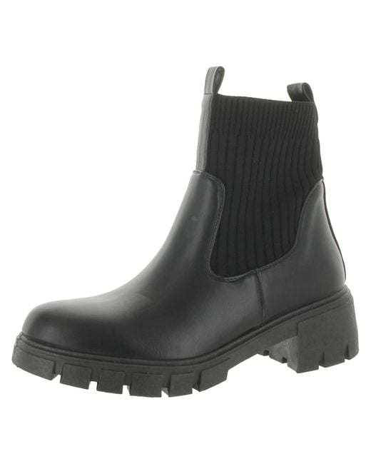 Wanted Black Lightning Faux Leather Sock Ankle Boots