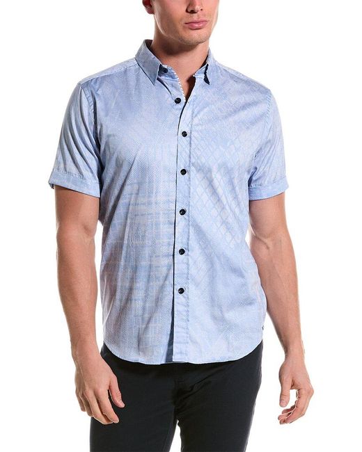 Robert Graham Blue Coppola Tailored Fit Woven Shirt for men