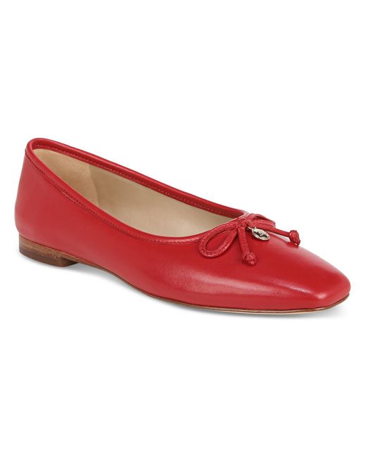 Sam Edelman Red Leather Square Toe Ballet Flats