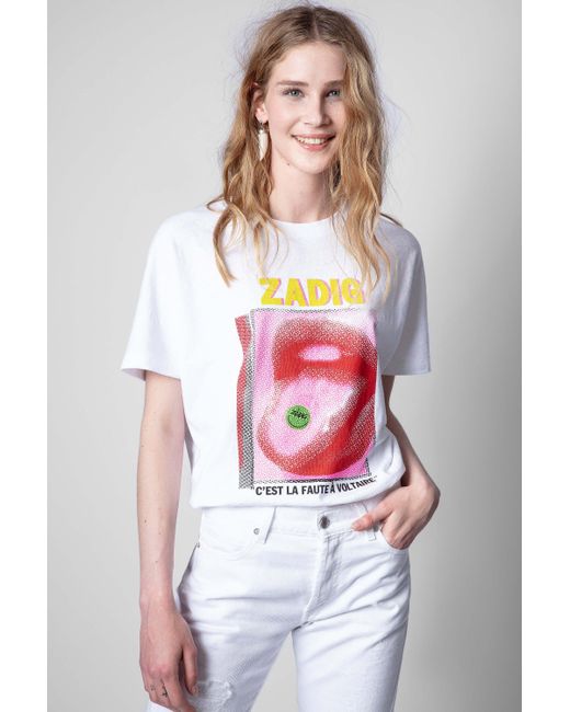 Zadig & Voltaire Tom Voltaire Happy T-shirt in White | Lyst