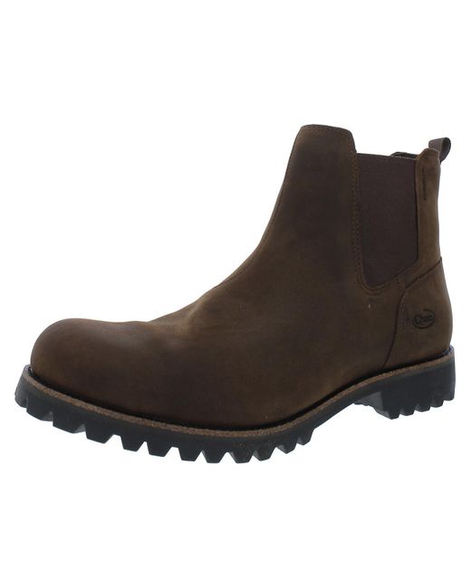 Chaco Brown Fields Leather Pull On Chelsea Boots for men