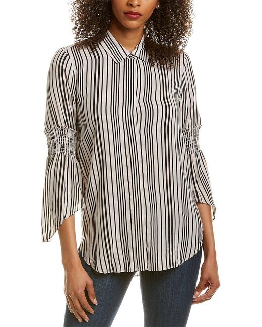 Halston Smocked Top in Black | Lyst