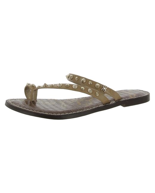 Sam Edelman Gray Gordie Leather Toe Loop Slide Sandals