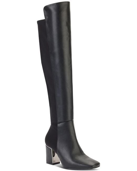 DKNY Black Cilli Knee High Comfort Insole Manmade Thigh-high Boots