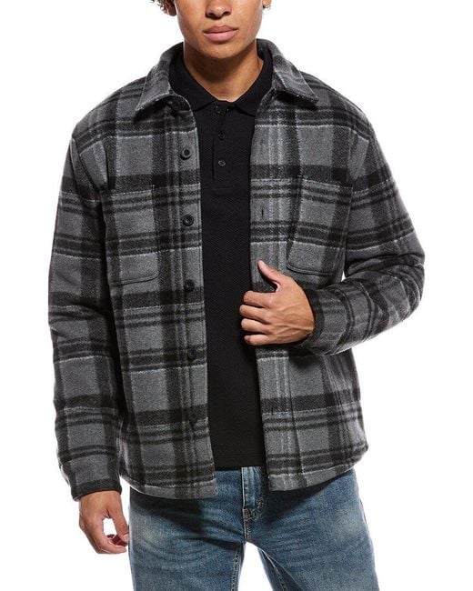 Vince Black Plaid Shirt Jacket for men