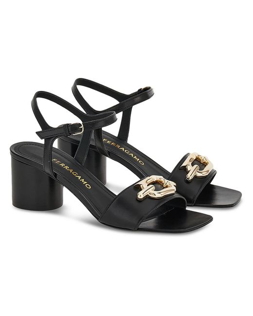Ferragamo Black Priscilla Leather Chain Slingback Sandals