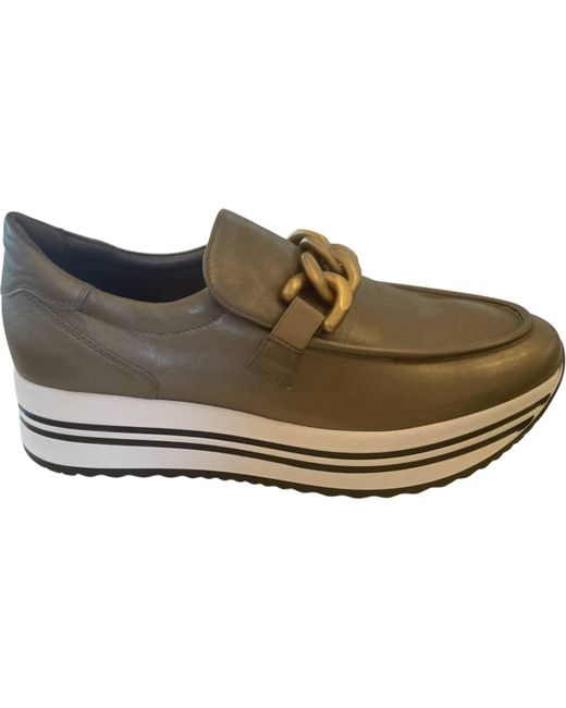 Nero Giardini Brown Metallic Chain Slip-On Flatform Sneakers