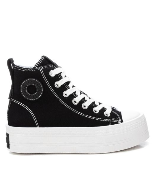 Xti Black High Top Canvas Sneakers Refresh By