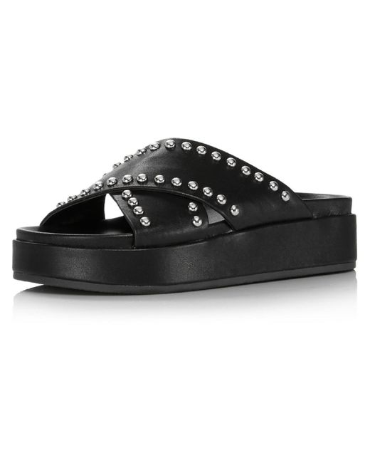 Aqua Black Krisa Faux Leather Criss-cross Front Footbed Sandals
