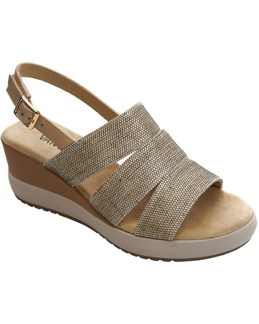 Vaneli Brown Cleon Slingbacks Open Toe Wedge Sandals