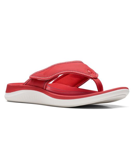 Clarks Red Glide Post Flat Slip On Thong Sandals