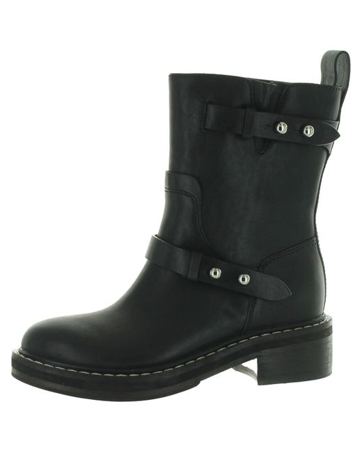 Rag & Bone Black Leather Pull On Motorcycle Boots