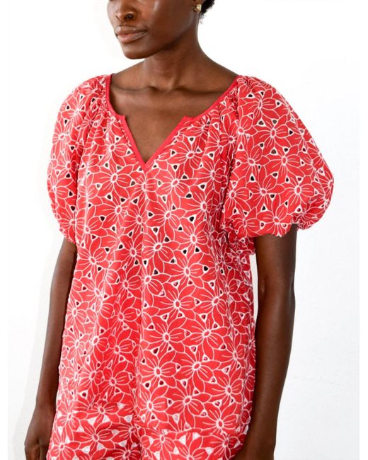 Never A Wallflower Gathered Eyelet V-Neck Top