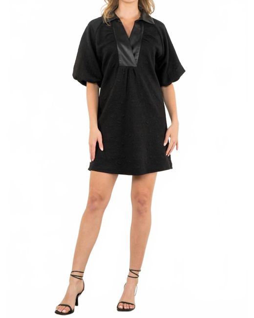 Thml Black Puff Sleeve Textured Dress