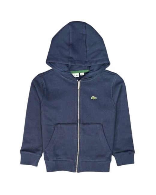 Lacoste Men's Blue Kid's Kangaroo Pocket Zip-Up Hoodie