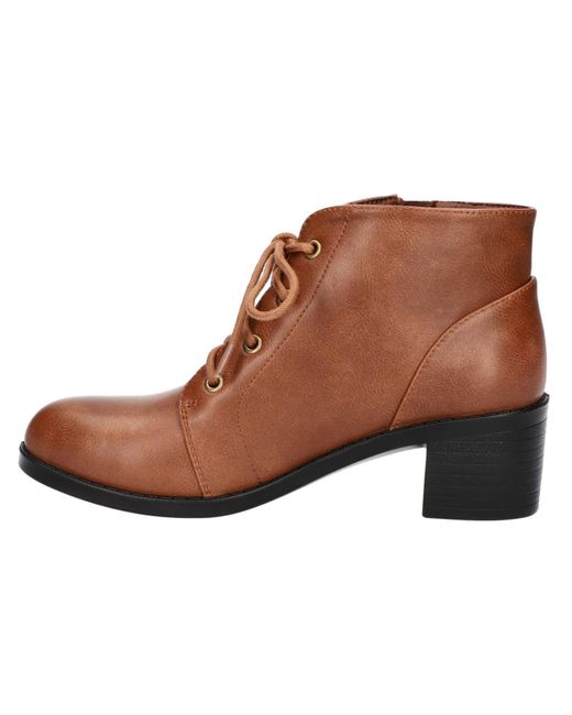 Easy Street Brown Becker Faux Leather Round Toe Ankle Boots