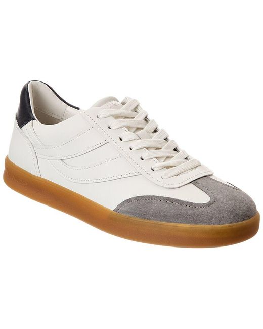Vince Men's White Oasis Leather Suede Sneaker