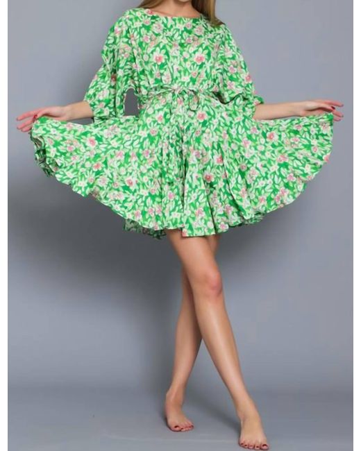 AAKAA Green Dolman Sleeve Mini Dress