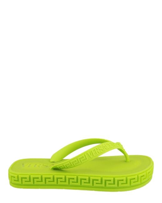 Versace Green Greca Thong Sandals