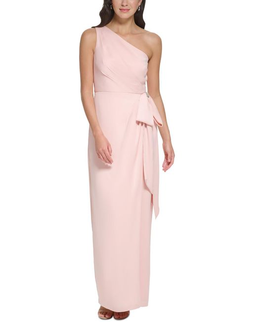 Vince Camuto Pink Crepe One Shoulder Evening Dress