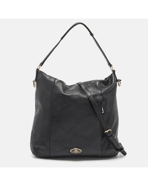 COACH Black Leather Scout Hobo