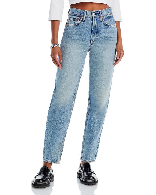 Re/done Blue High Rise Medium Wash Tapered Leg Jeans