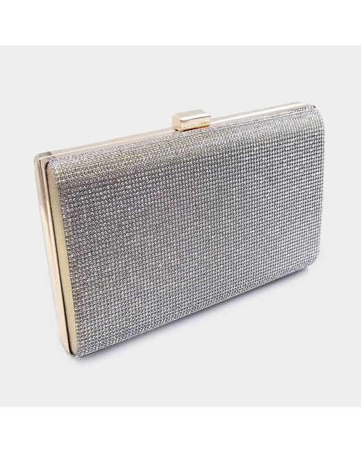 Fashnzfab Gray Bling Rectangle Evening Clutch Crossbody Bag