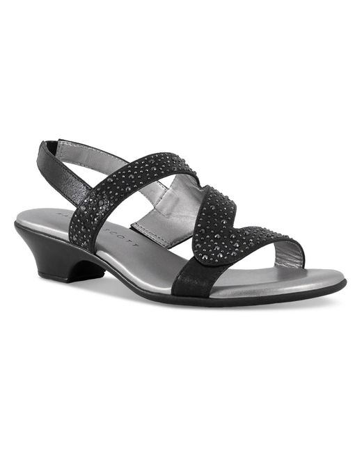 Karen Scott Black Elinnaa Embellished Slingback Wedge Sandals