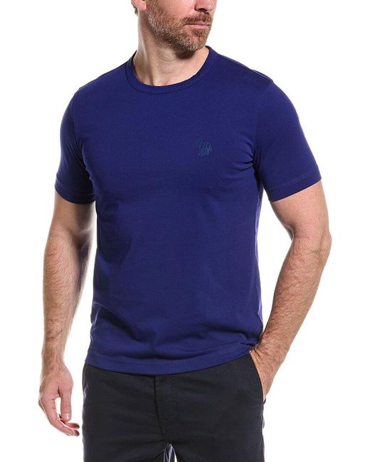 Paul Smith Blue Zebra Stripe Regular Fit T-Shirt for men
