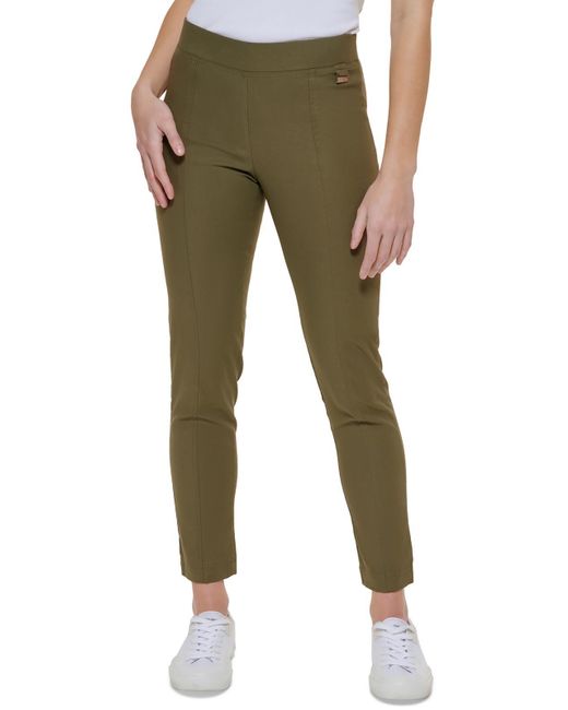 Calvin Klein Green Mid-rise Embellished Ankle Pants