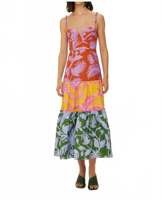 FARM Rio Mixed Tropical Swing Sleeveless Midi Dress in Red | Lyst