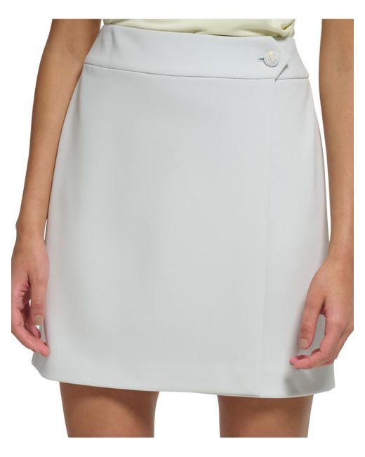 Calvin Klein White Petites A-line Mini Wrap Skirt
