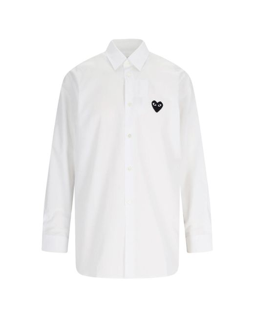 Comme des Garçons White Heart Patch Button-Down Cotton Shirt for men