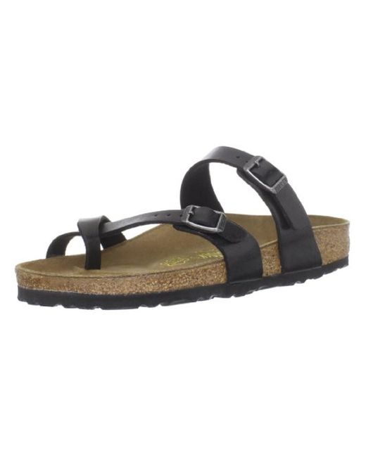 Birkenstock Black Mayari Leather Slip On Footbed Sandals