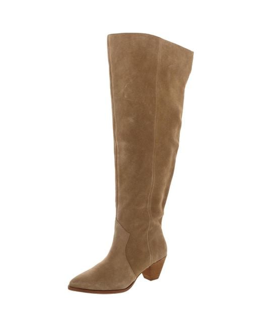 Vince Camuto Brown Sewinny4 Suede Block Heel Knee-High Boots