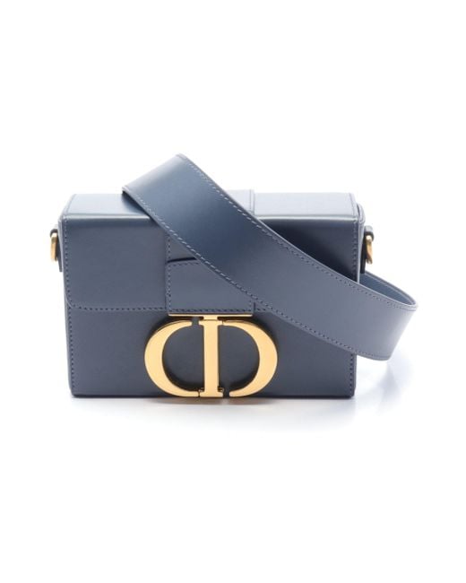 Dior Blue 30 Montaigne Micro Box Bag Shoulder Bag Leather Gray