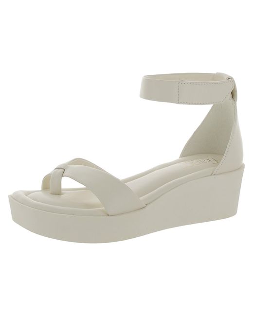 Franco Sarto Natural Chani Leather Ankle Strap Wedge Sandals