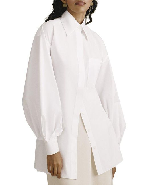 Lafayette 148 New York White Tie Back Oversized Shirt