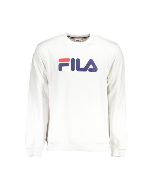 Fila White Classic Crew Neck Fleece Sweatshirt for men