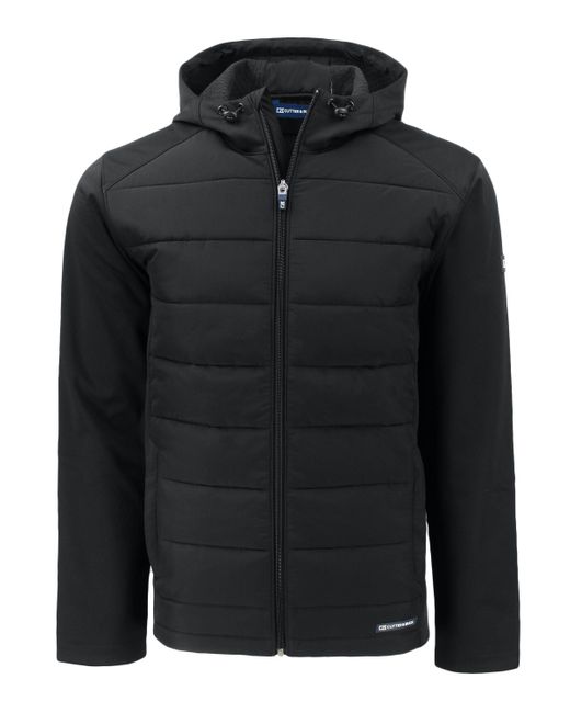 Cutter & Buck Black Evoke Hybrid Softshell Recycled Full Zip Hooded Jacket for men