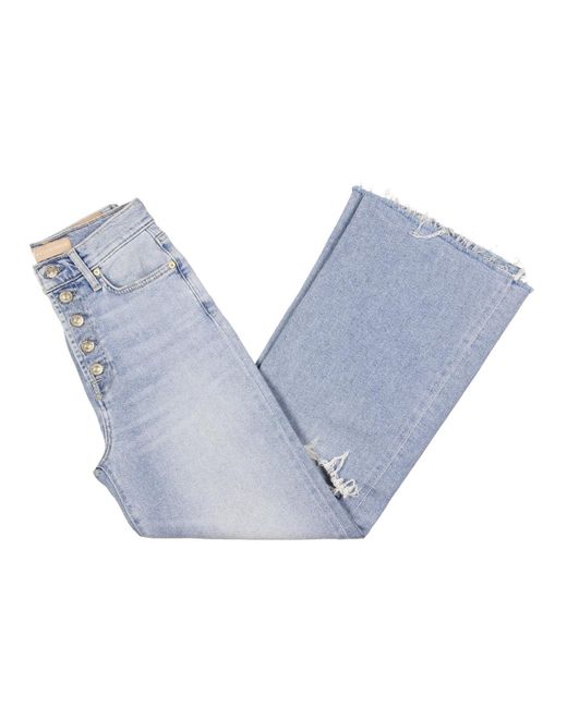7 For All Mankind Blue Jo Ultra High Rise Destroyed Cropped Jeans