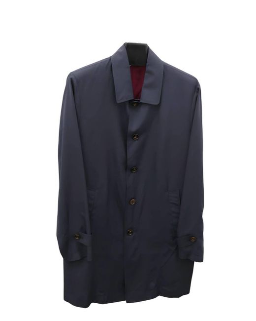 Eleventy Blue Silk Trench Coat for men